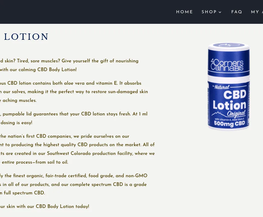 4 Corners Cannabis CBD Body Lotion image 2