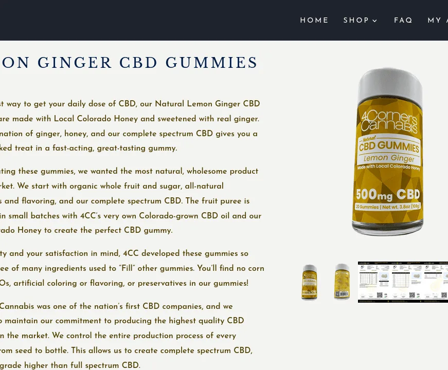 4 Corners Cannabis Lemon Ginger CBD Gummies image 2