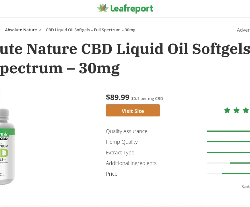 Absolute Nature CBD Liquid Oil Softgels image 2