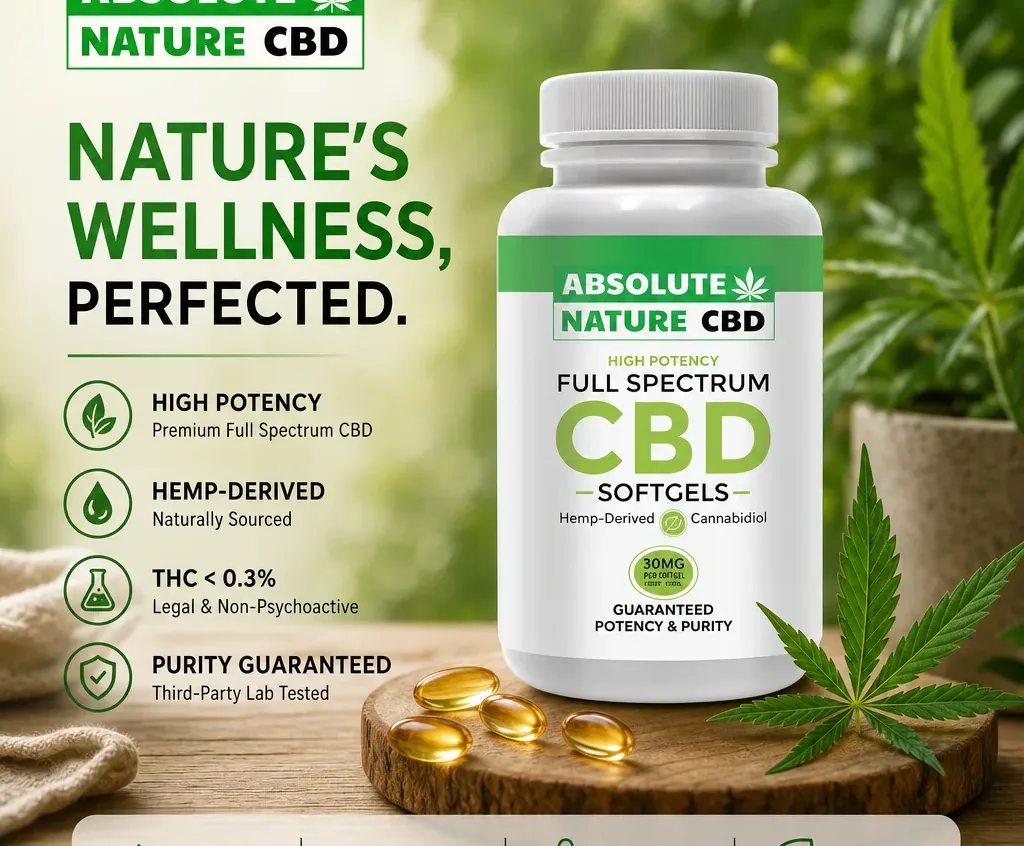Absolute Nature CBD Liquid Oil Softgels