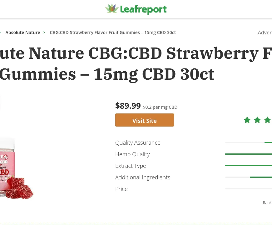 Absolute Nature CBG:CBD Strawberry Flavor Fruit Gummies image 2