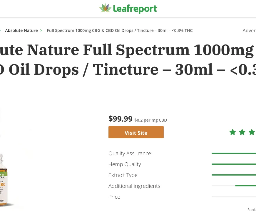 Absolute Nature Full Spectrum CBG & CBD Oil Drops / Tincture image 2