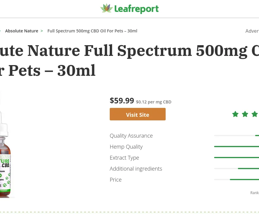 Absolute Nature Full Spectrum CBD Oil for Pets image 2