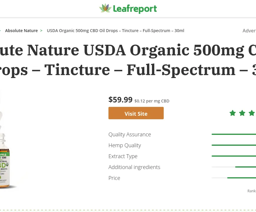Absolute Nature USDA Organic CBD Oil Drops image 2