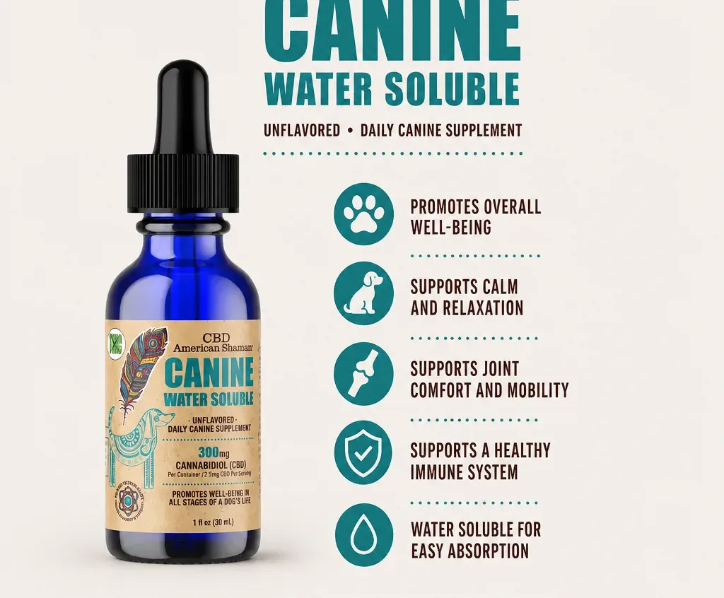 American Shaman Canine CBD and Hemp Oil Water Soluble THC Free