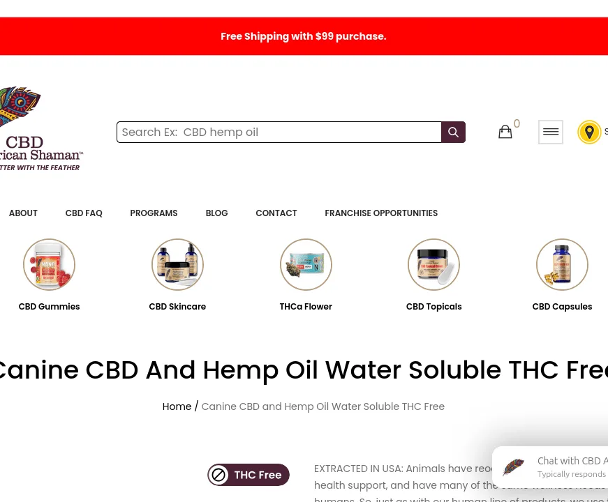 American Shaman Canine CBD and Hemp Oil Water Soluble THC Free image 2