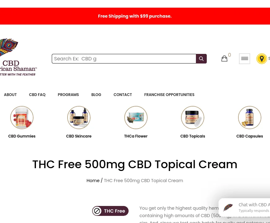 American Shaman THC Free CBD Cream image 2