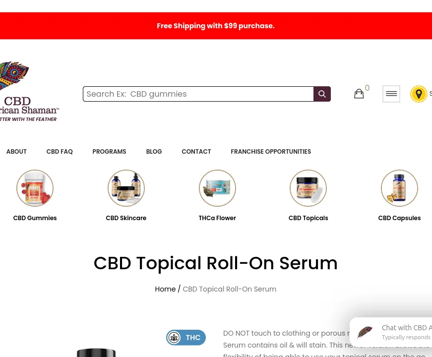 American Shaman CBD Topical Roll-On Serum image 2