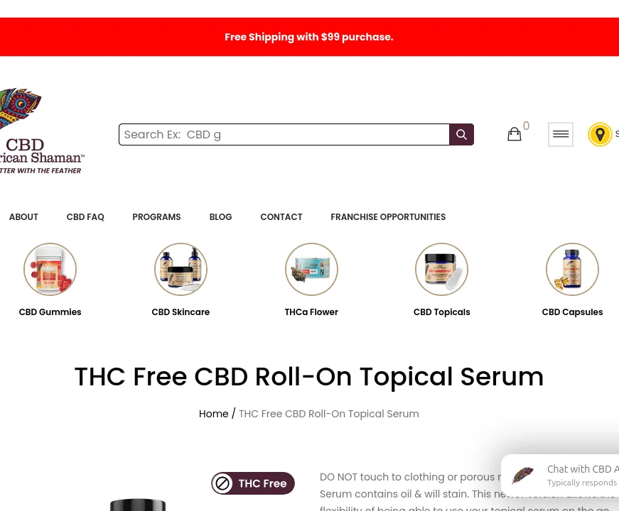 American Shaman THC Free CBD Roll-On Topical Serum image 2
