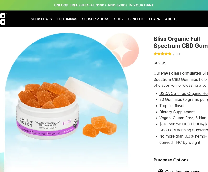 Aspen Green Bliss Organic Full Spectrum CBD Gummies image 4