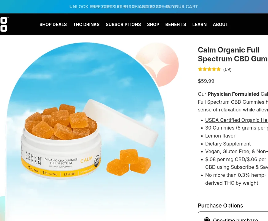 Aspen Green Calm Organic Full Spectrum CBD Gummies image 4