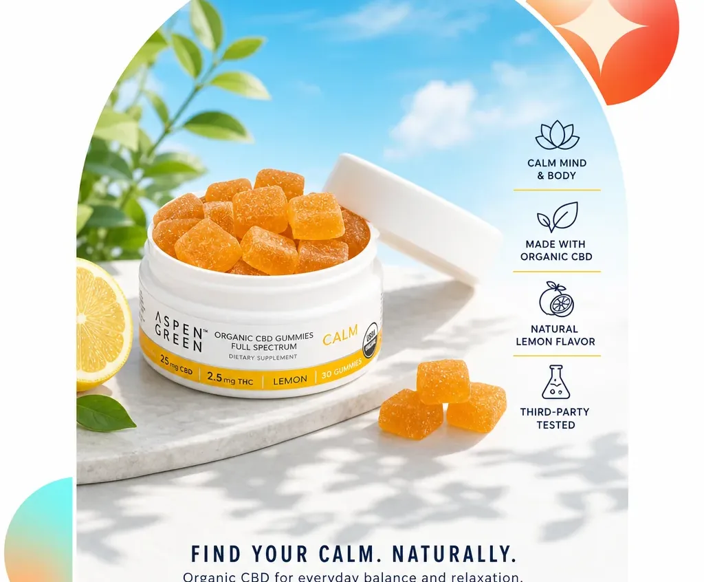 Aspen Green Calm Organic Full Spectrum CBD Gummies