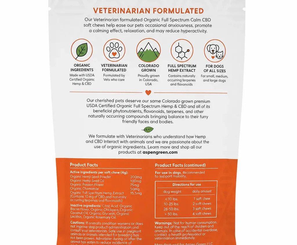 Aspen Green Calm Organic Full Spectrum CBD Soft Dog Chews image 2
