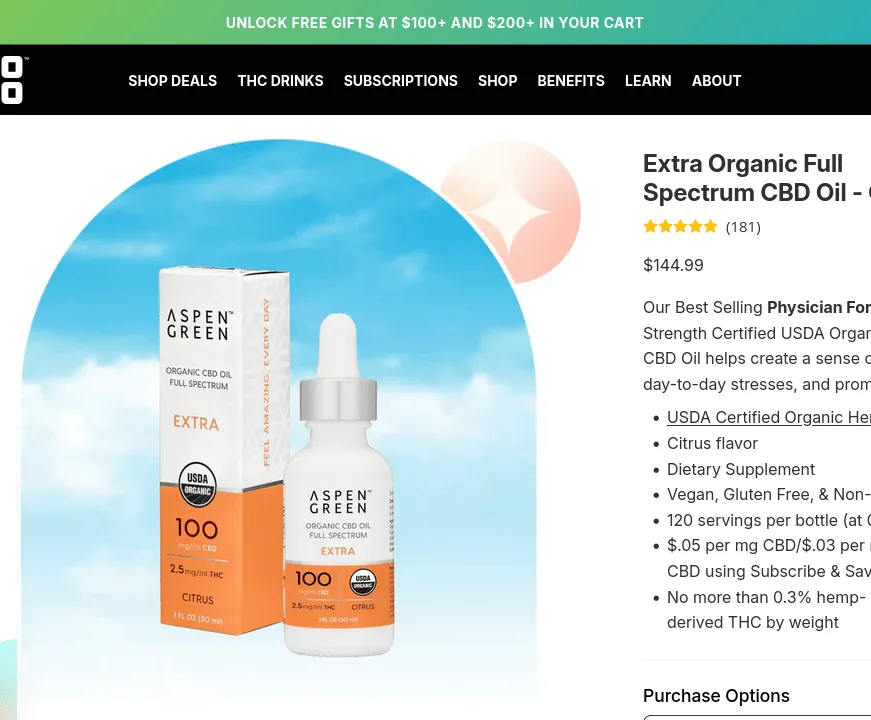 Aspen Green Extra Organic Full Spectrum CBD Oil - Citrus image 4