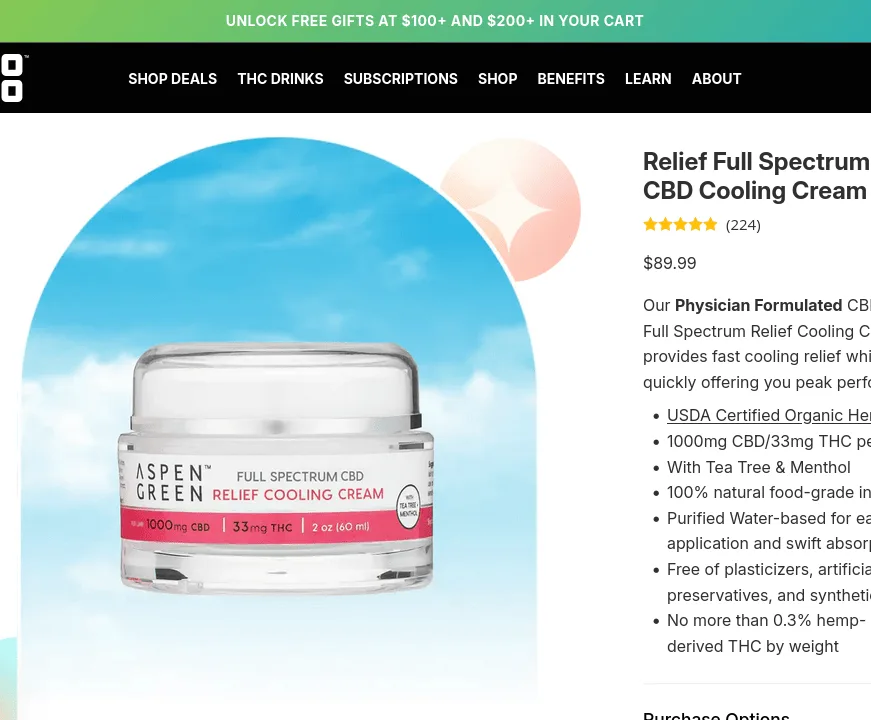 Aspen Green Relief Full Spectrum CBD Cooling Cream image 4