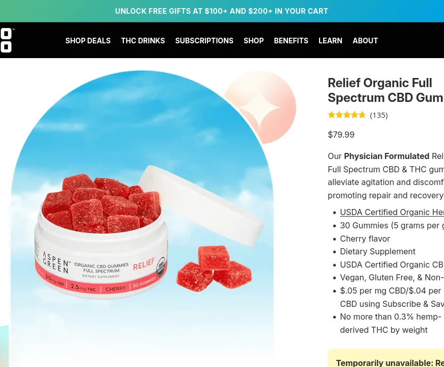 Aspen Green Relief Organic Full Spectrum CBD Gummies image 4