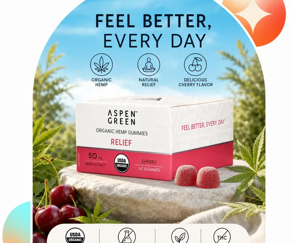 Aspen Green Relief Organic Full Spectrum CBD Gummies image 3