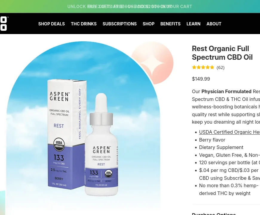 Aspen Green Rest Organic Full Spectrum CBD Oil image 4
