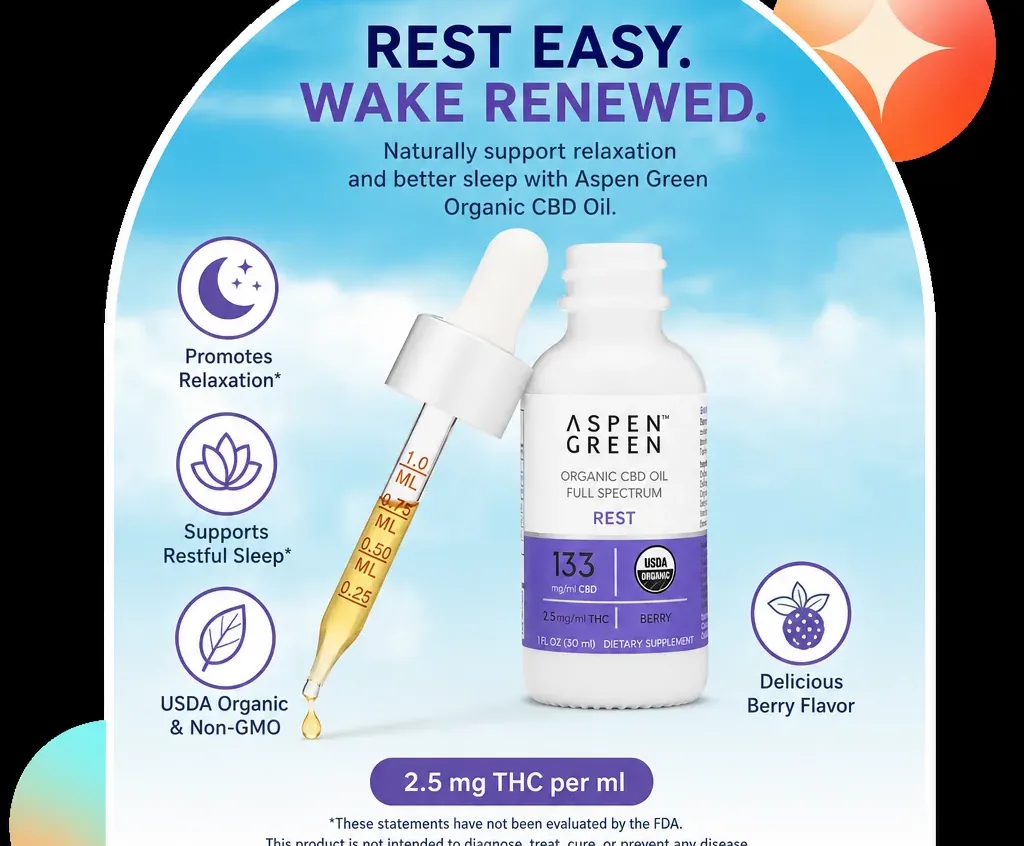 Aspen Green Rest Organic Full Spectrum CBD Oil image 3