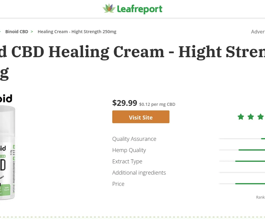 Binoid CBD Healing Cream - Hight Strength image 2