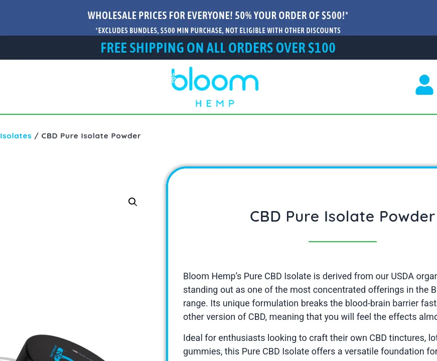 Bloom Hemp CBD Pure Isolate Powder image 2