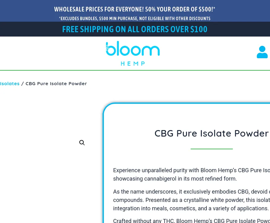 Bloom Hemp CBG Pure Isolate Powder image 2