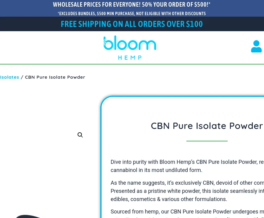 Bloom Hemp CBN Pure Isolate Powder image 2