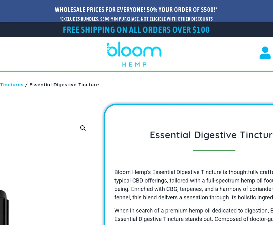 Bloom Hemp Essential Digestive Tincture image 4
