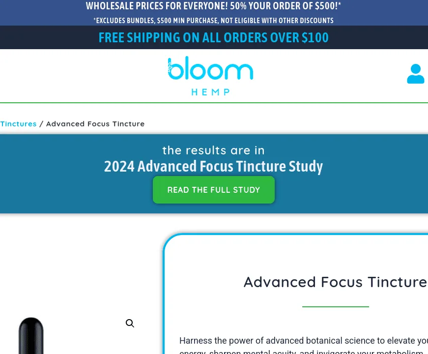 Bloom Hemp Advanced Focus Tincture image 4