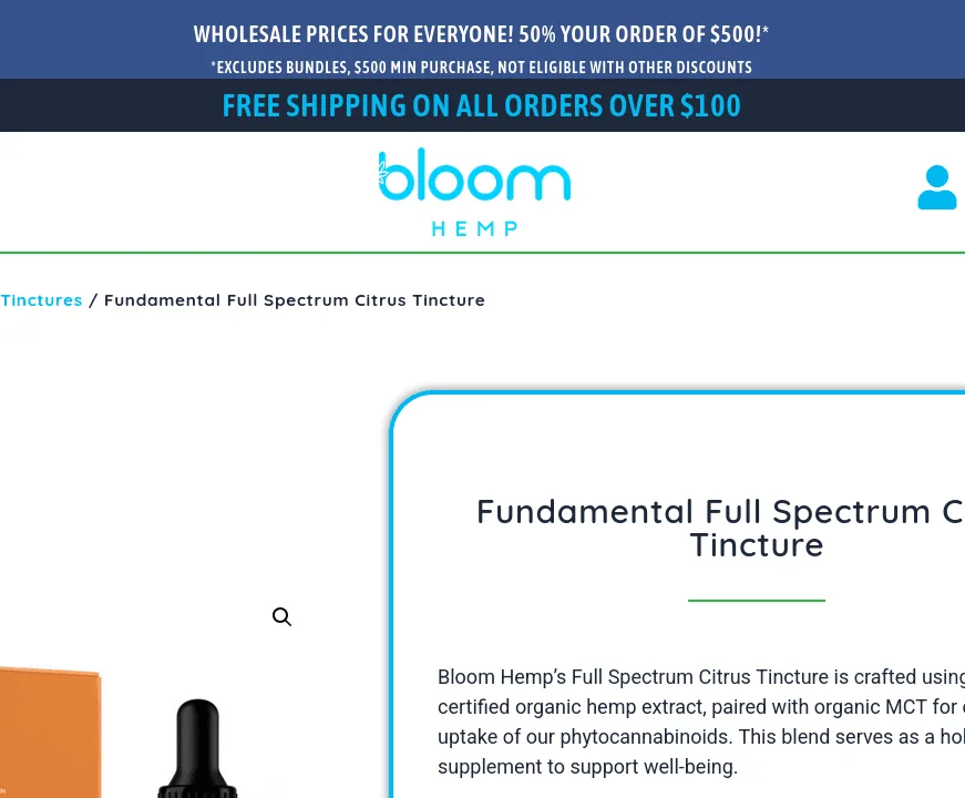 Bloom Hemp Fundamental Full Spectrum Citrus Tincture image 3
