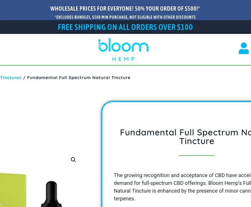 Bloom Hemp Fundamental Full Spectrum Natural Tincture image 3