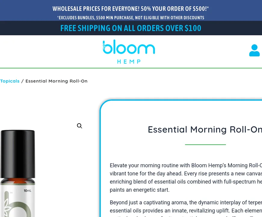 Bloom Hemp Essential Morning Roll-On image 4
