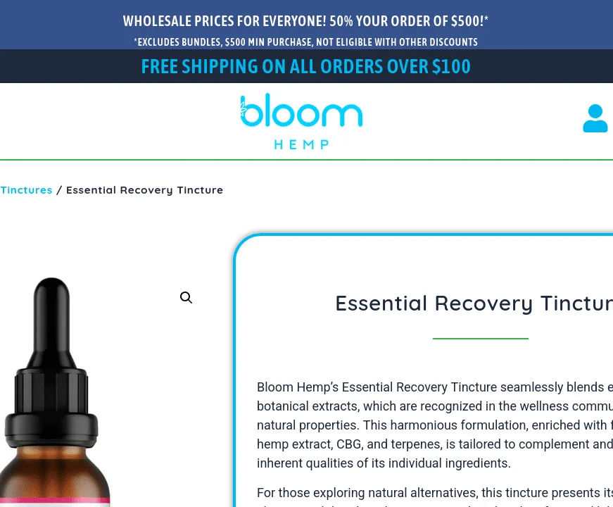 Bloom Hemp Essential Recovery Tincture image 4