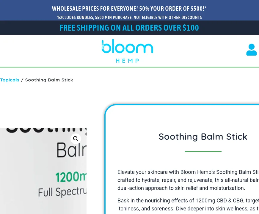 Bloom Hemp Soothing Balm Stick image 4