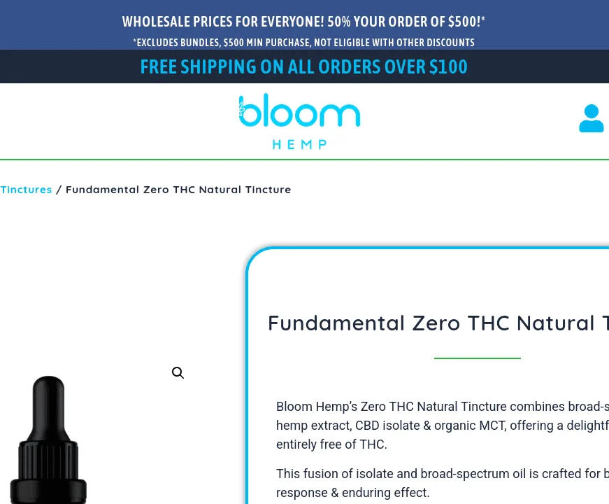 Bloom Hemp Fundamental Zero THC Natural Tincture image 5