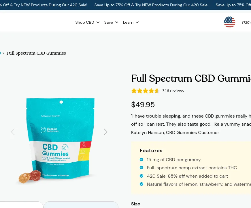 Bluebird Botanicals Full Spectrum CBD Gummies image 10
