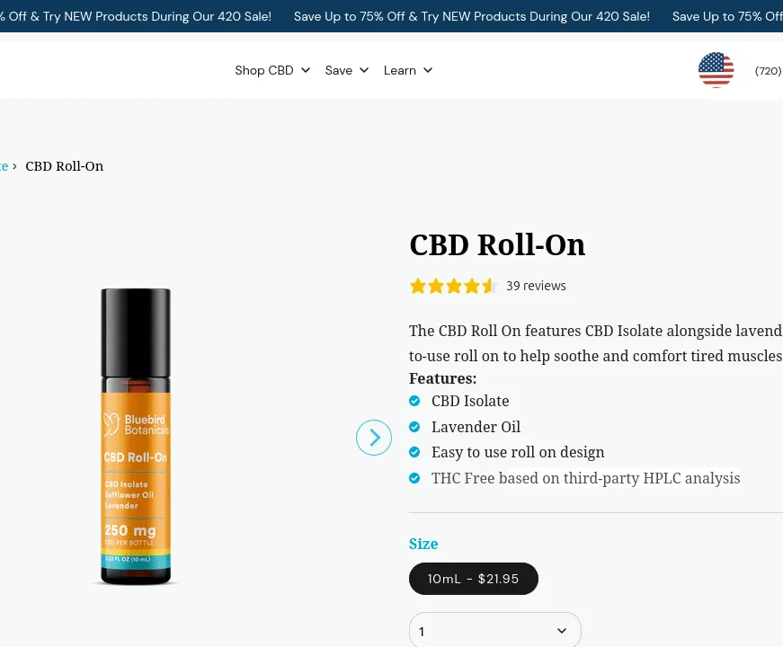 Bluebird Botanicals CBD Roll-On image 4