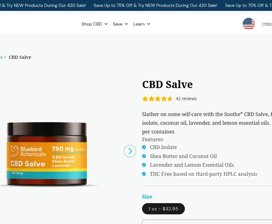 Bluebird Botanicals CBD Salve image 4