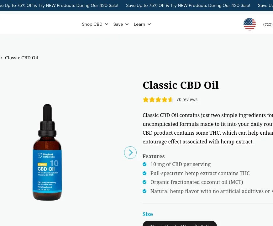 Bluebird Botanicals Classic CBD Oil image 3