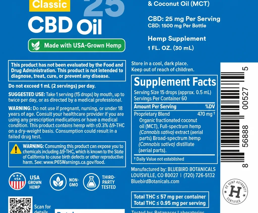 Bluebird Botanicals Classic CBD Oil - Extra Strength image 4
