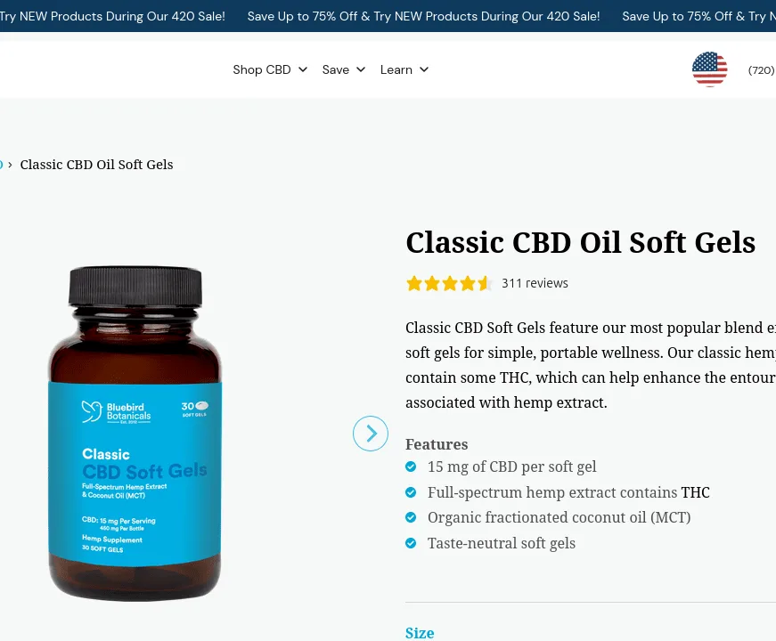 Bluebird Botanicals Classic CBD Oil Soft Gels image 8