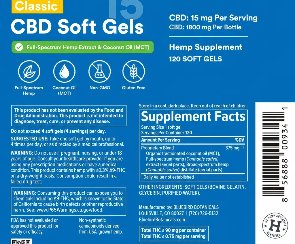 Bluebird Botanicals Classic CBD Oil Soft Gels image 6
