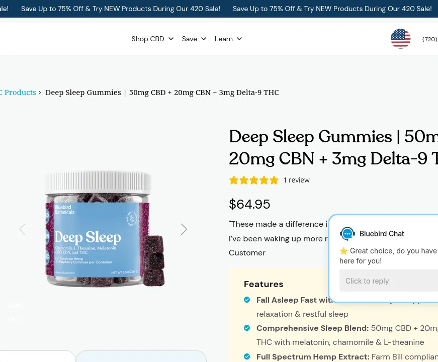 Bluebird Botanicals Deep Sleep Gummies image 5