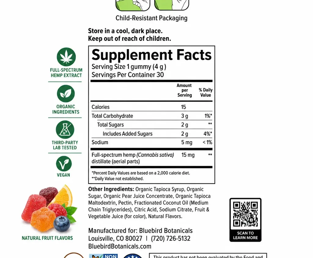 Bluebird Botanicals Full Spectrum CBD Gummies image 3