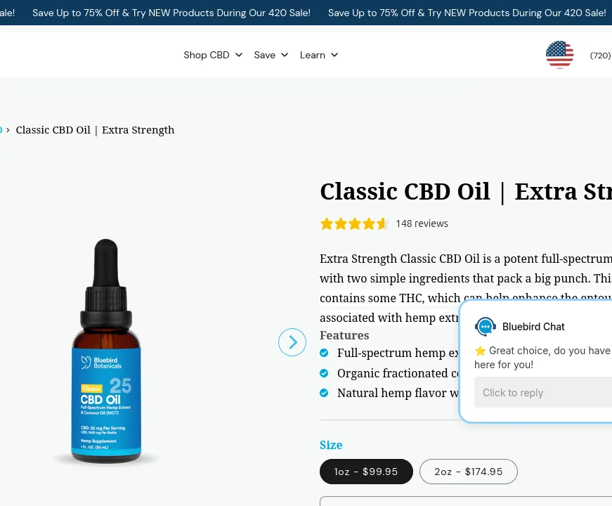 Bluebird Botanicals Classic CBD Oil - Extra Strength image 5