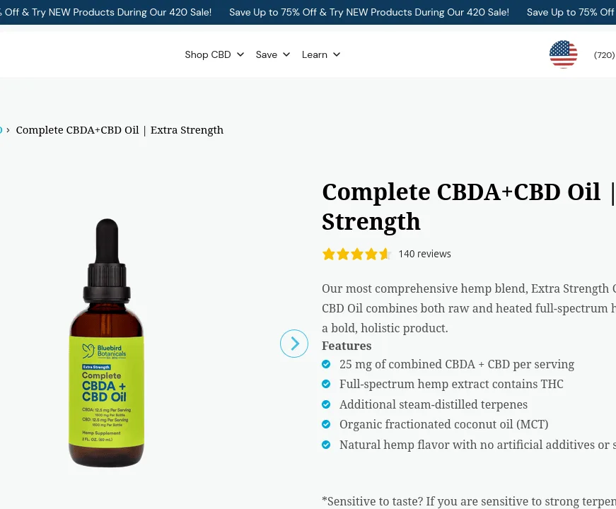 Bluebird Botanicals Complete CBDA + CBD Oil image 5