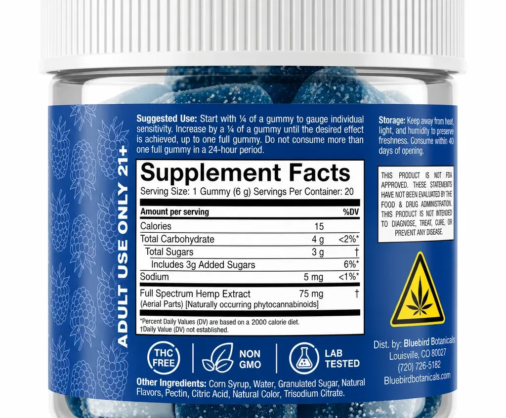 Bluebird Botanicals Lift Gummies – Blue Raspberry image 2