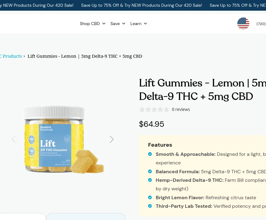 Bluebird Botanicals Lift Gummies - Lemon image 7