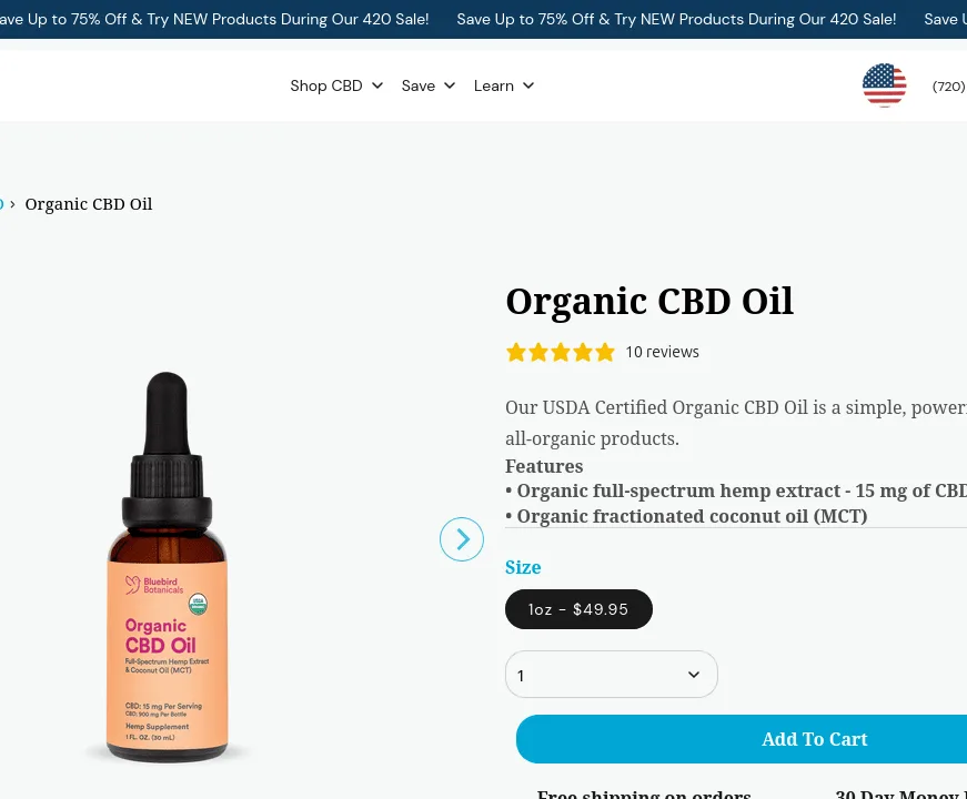 Bluebird Botanicals Organic CBD Oil image 7
