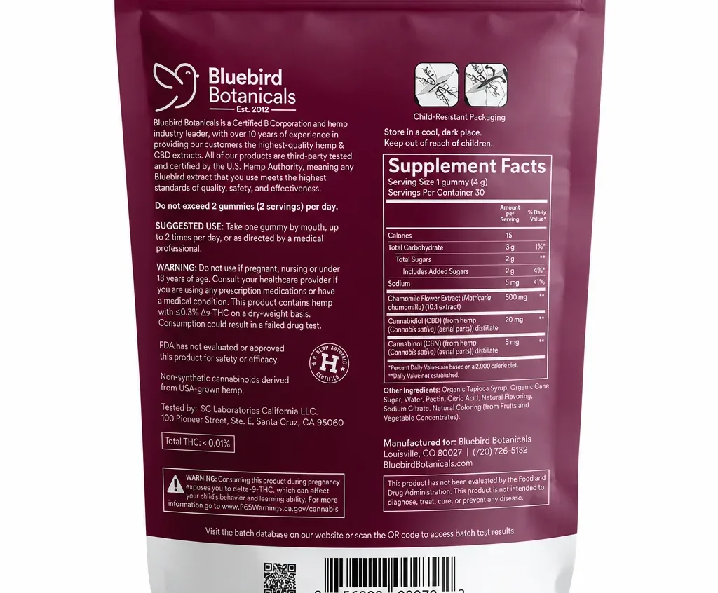 Bluebird Botanicals Snooze Support CBD Gummies image 2